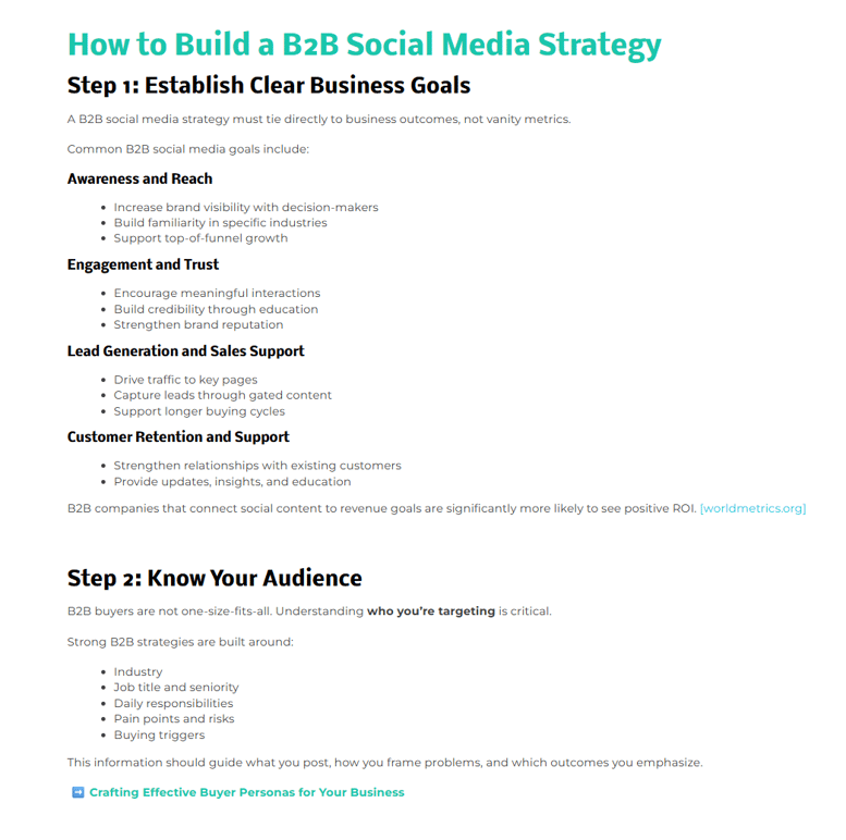 An example of clean formatting with logical hierarchy in a blog on EmeraldStrategicMarketing.com