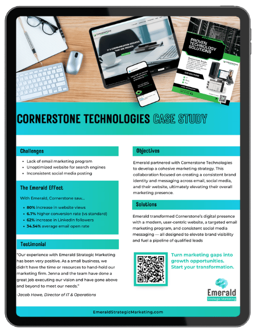 A preview of the Cornerstone Technologies case study on a tablet.
