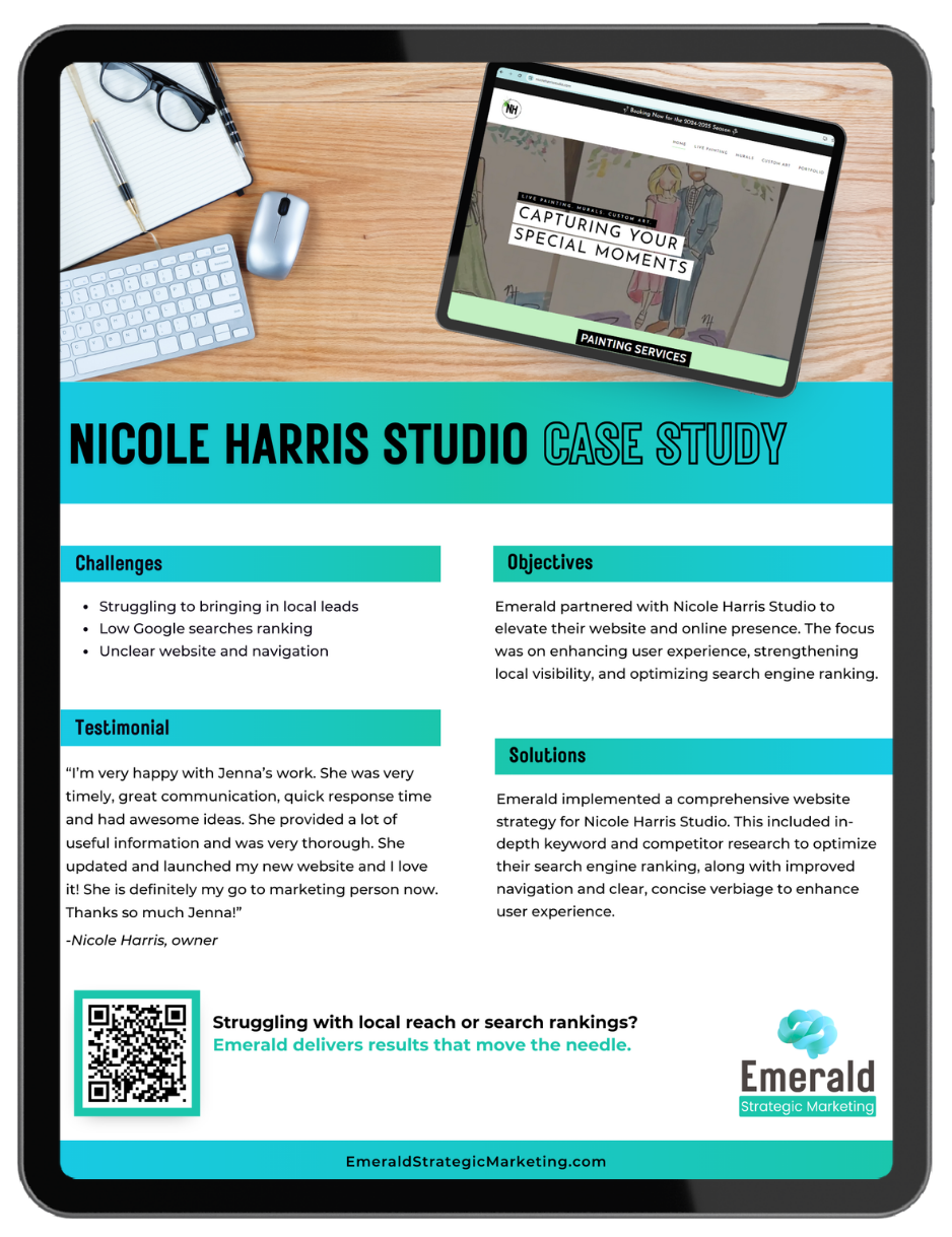 A case study of Nicole Harris Studio for Emerald Strategic Marketing