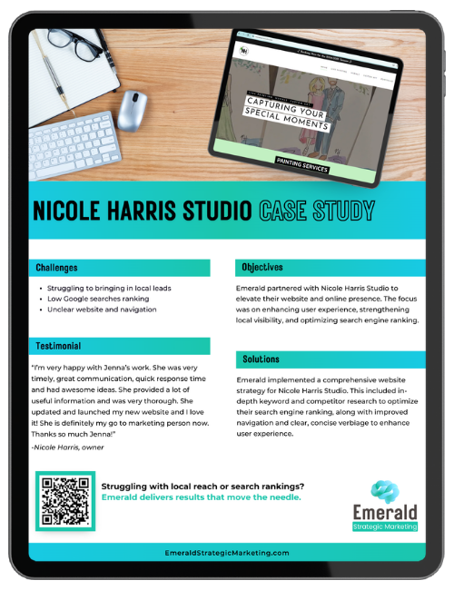 A preview of the Nicole Harris Studio case study on a tablet.