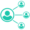 An icon of a person connected to three other people icons.