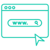 An icon of a search engine looking for a website.