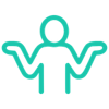 An icon of a person with their arms bent, their palms up, in a confused pose.