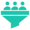 An icon showing people at the top of a funnel