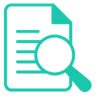A magnifying glass looking at a document