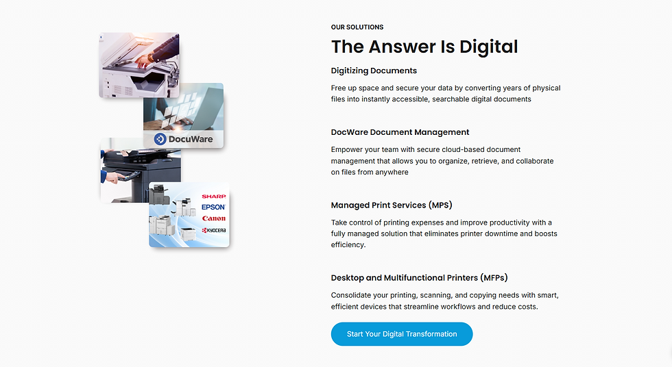 A screenshot of the value proposition of a landing page.
