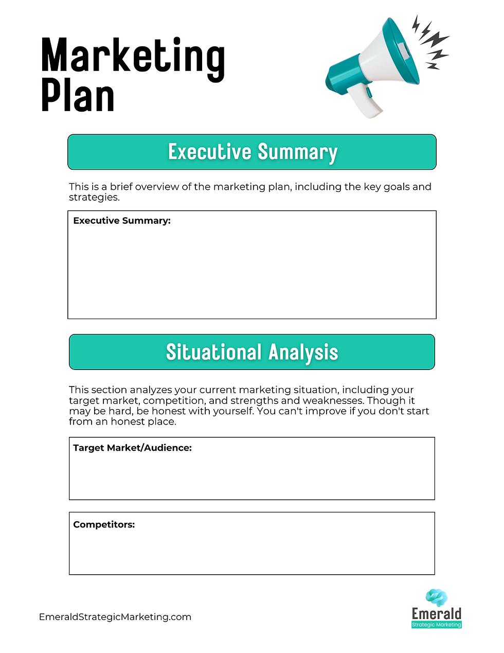 Emerald's Marketing Plan Worksheets