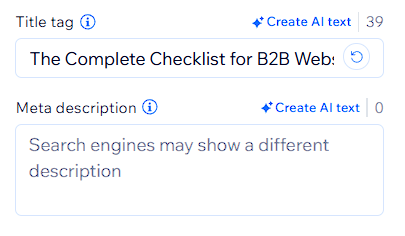 An example of where a title tag and meta description are added to a web page.