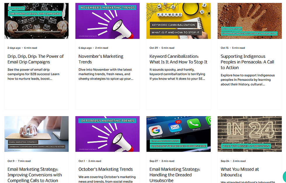 A screenshot of the Emerald Strategic Marketing Blog page.