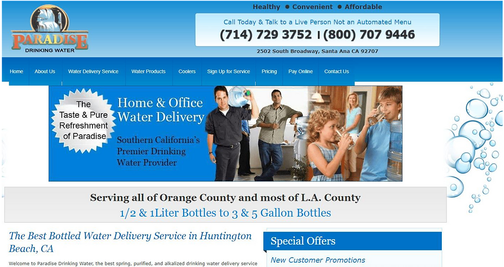 This website screenshot shows bad white space use. They website had text and images all over and is hard to follow and navigate with your eyes.