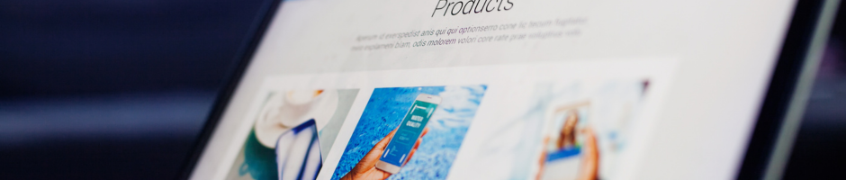 A laptop with a website page on it. 