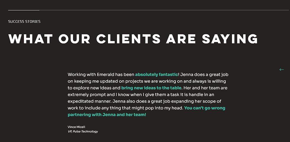 A screenshot of the testimonial section of a landing page.