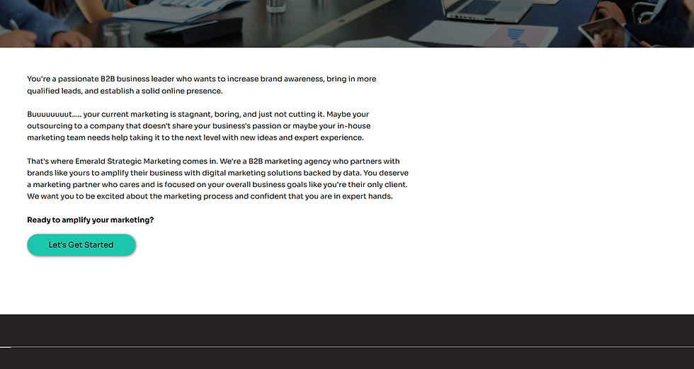 A screenshot of the pain points section of a landing page.