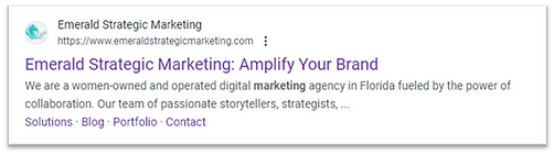 This is a screenshot of the search result of a google search. It shows the title of the page along with the meta description under it.