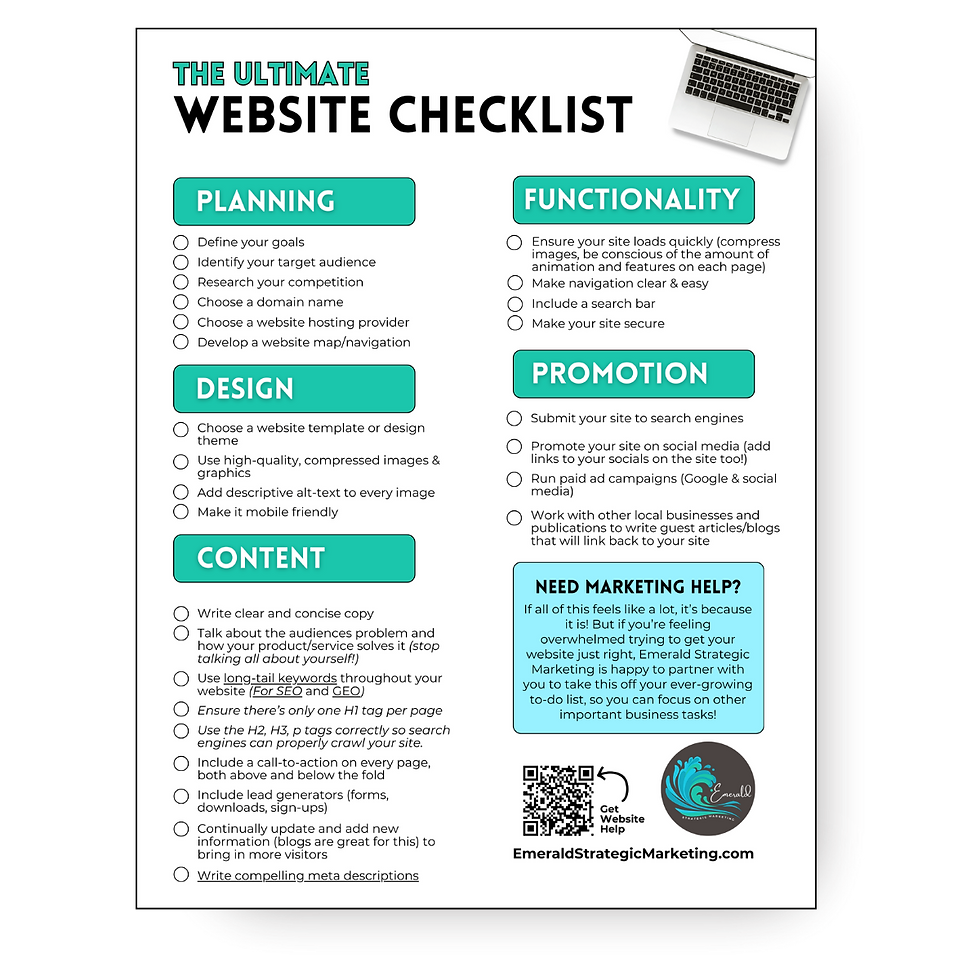 A preview of the Ultimate Website Checklist downloadable resource