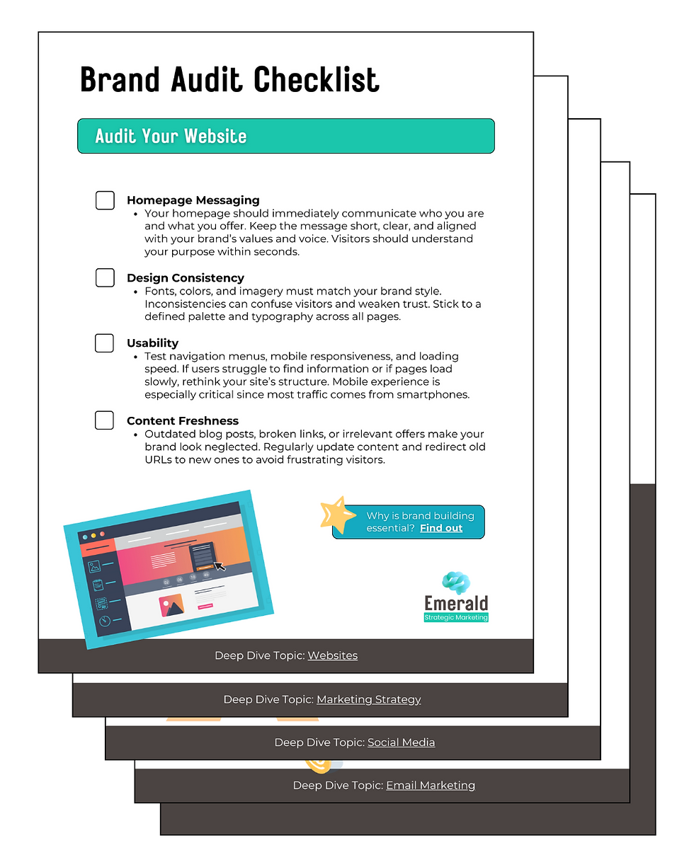 A preview of Emerald's 5-page brand audit checklist.
