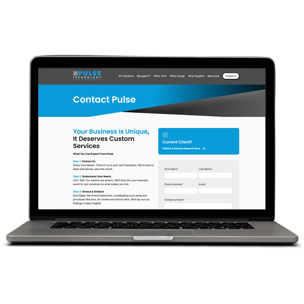 A laptop with the Pulse Technology contact form.