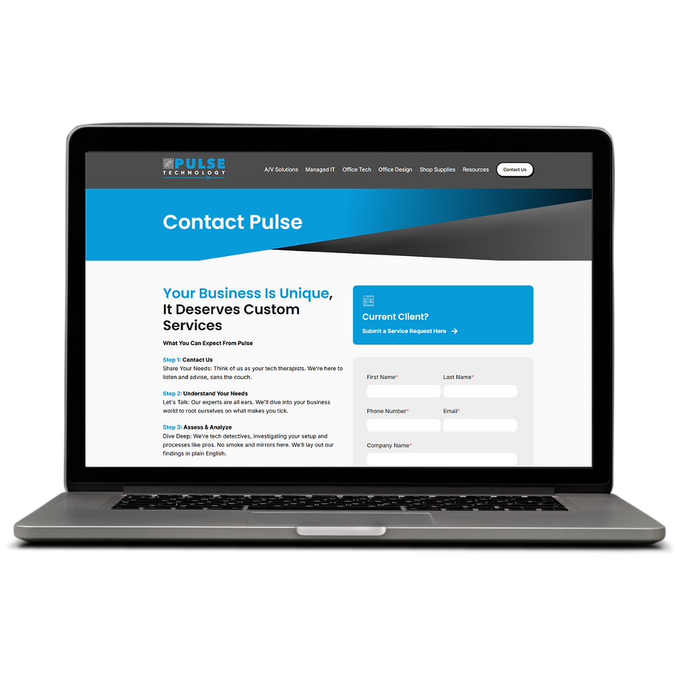 A laptop with the Pulse Technology contact form.