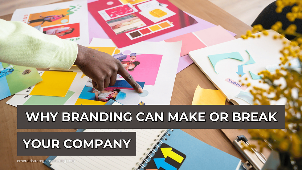 A person pointing to a color on a branding board. Text: Why branding can make or break your company.