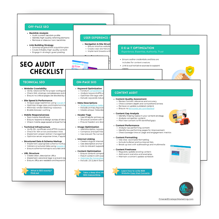 A preview of our 6 page SEO Audit Checklist.