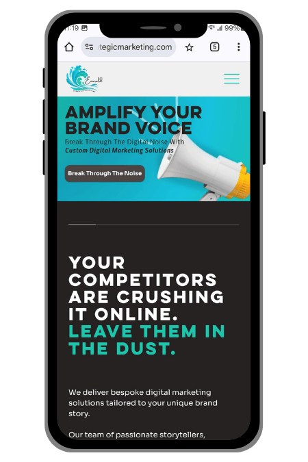 The Emerald Strategic Marketing Website on a mobile phone