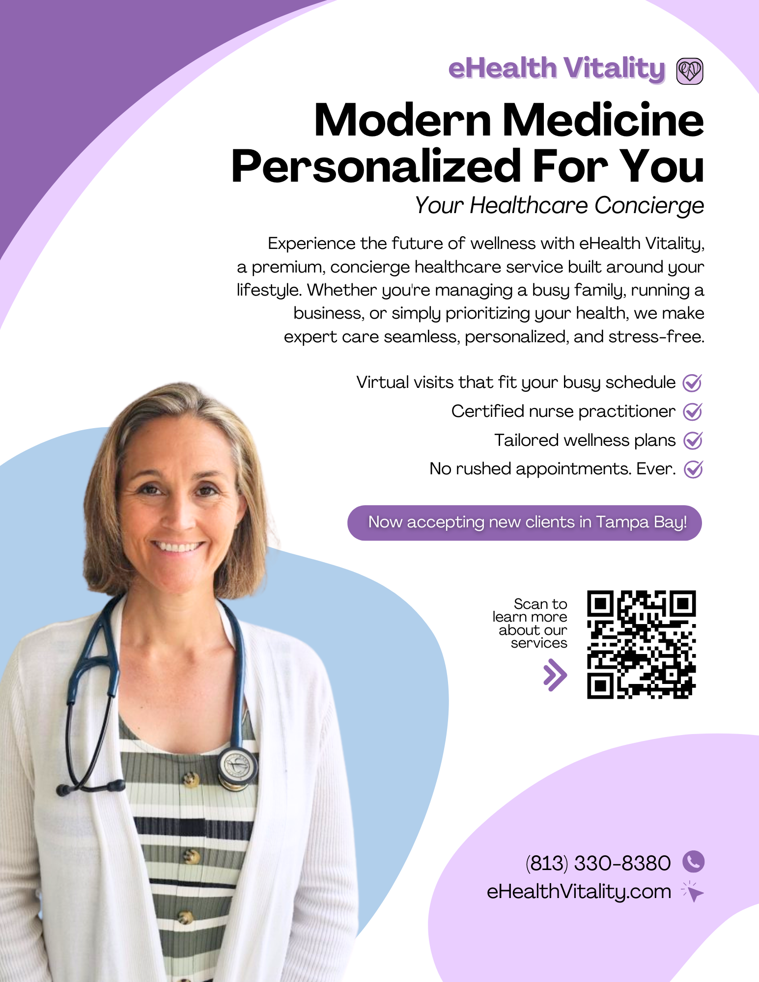 The front page of a 1-page marketing flyer for eHealth Vitality discussing what they do and what sets them apart.