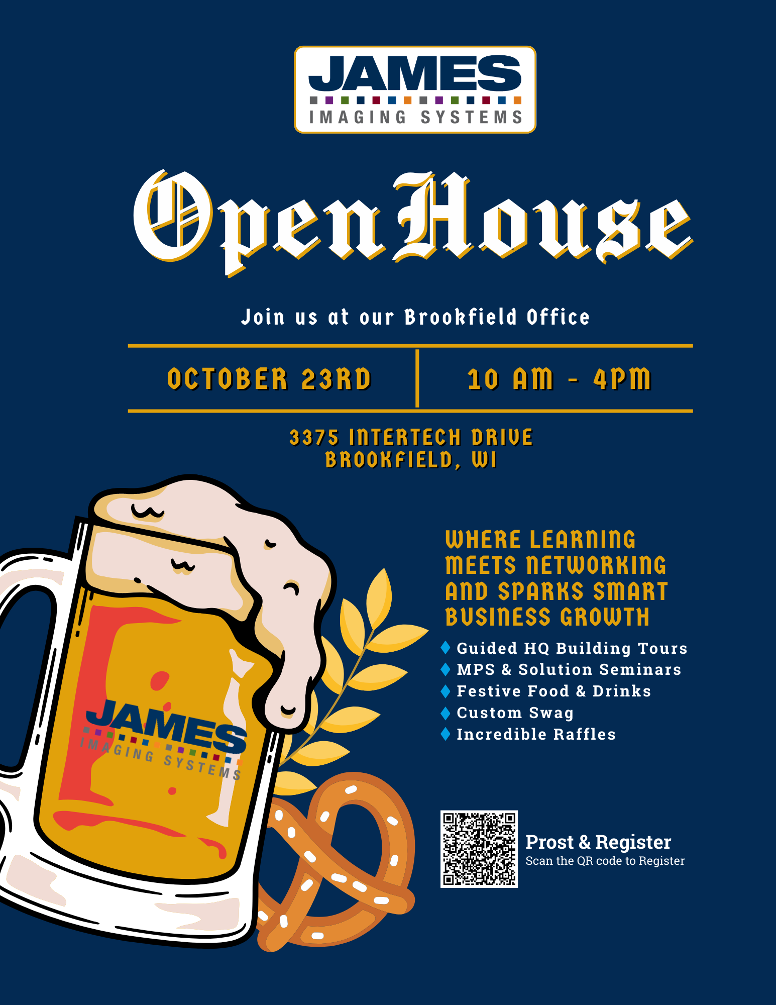 The front page of an event flyer for James Imaging Systems