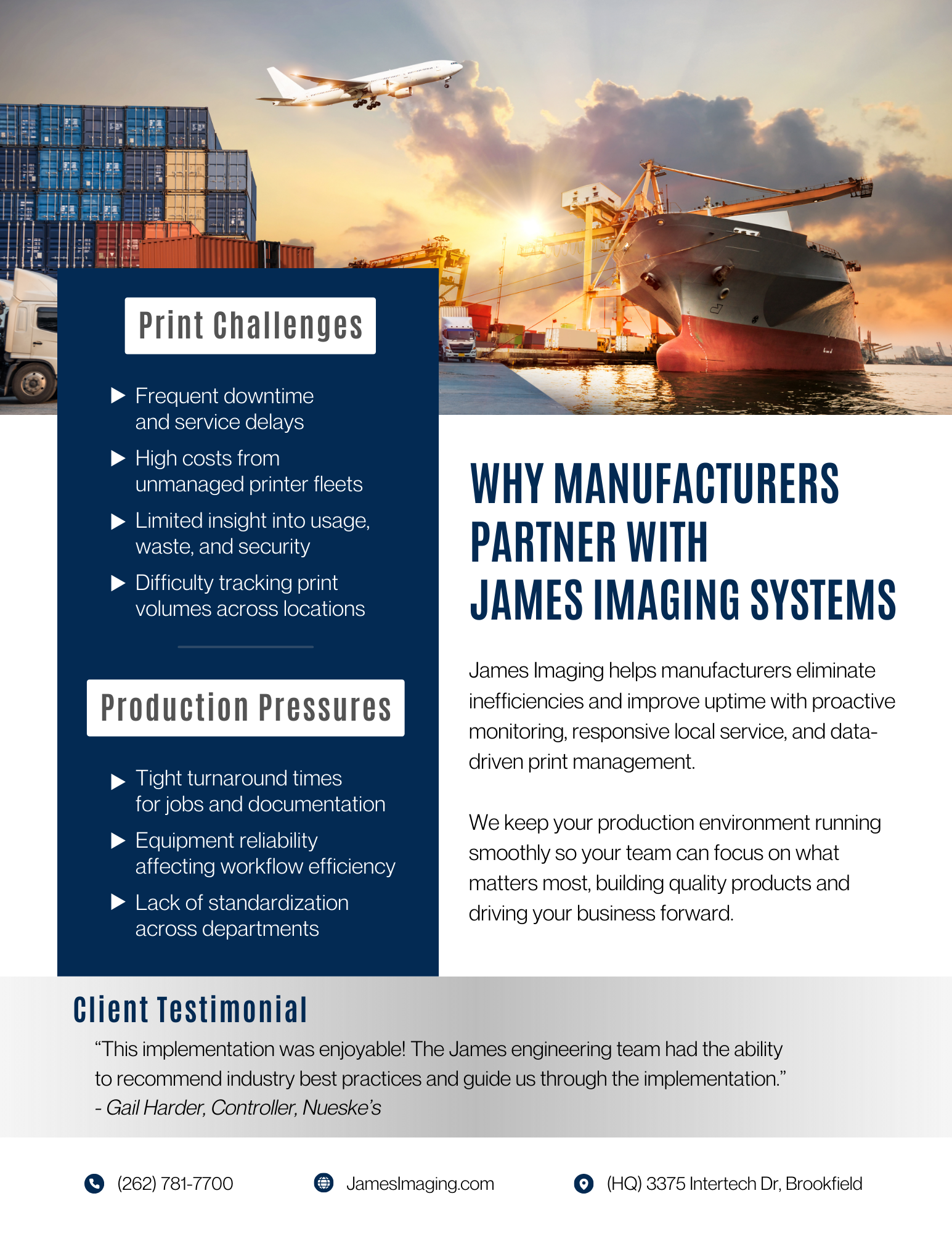 The front of an industry-specific flyer for James Imaging Systems.