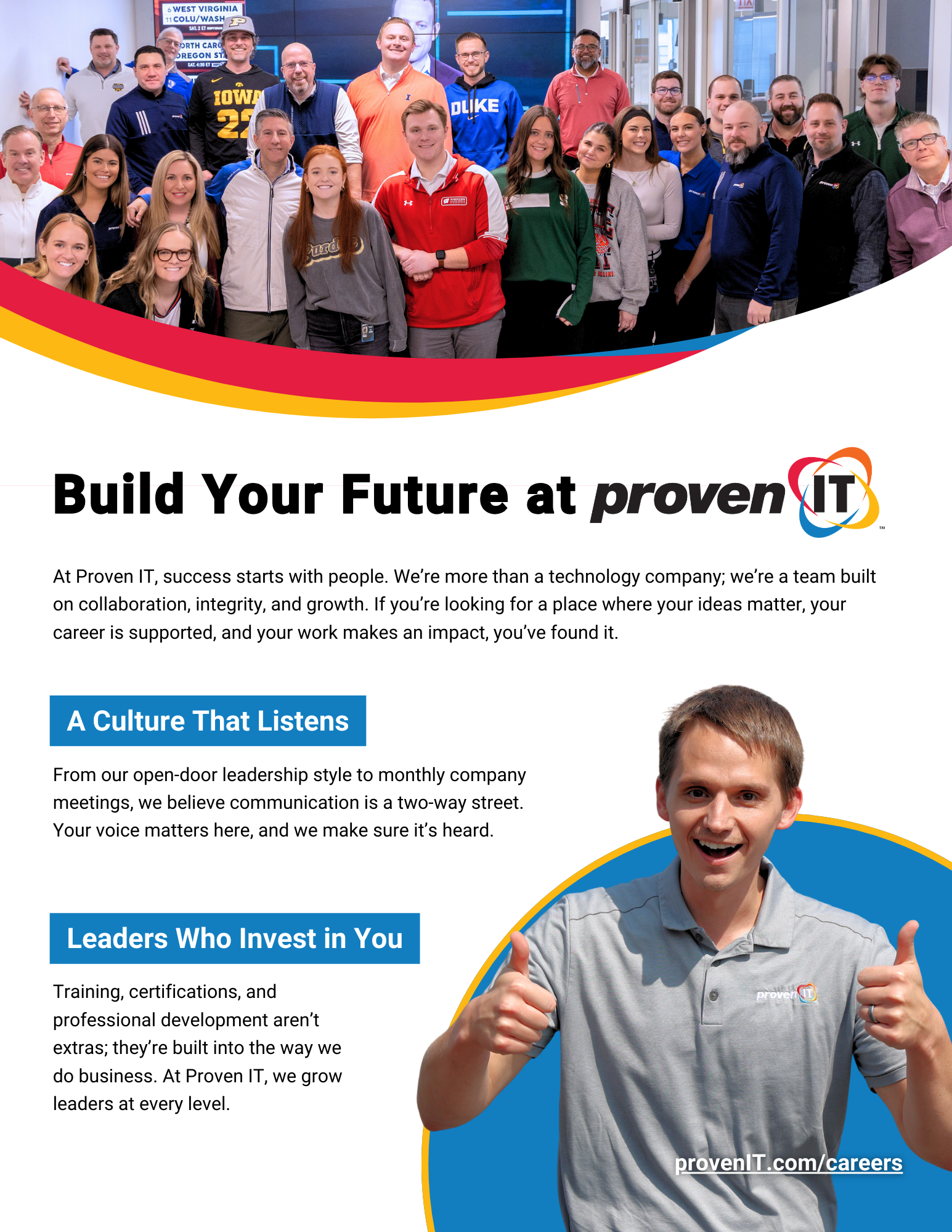 The front of a recruiting flyer for Proven IT.