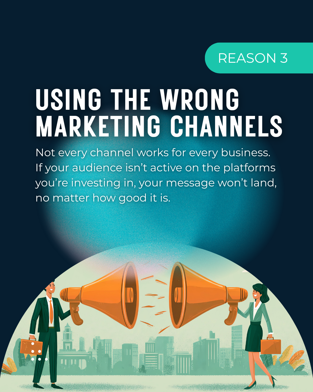 Slide 4 of a carousel about 6 reasons your marketing isn't working